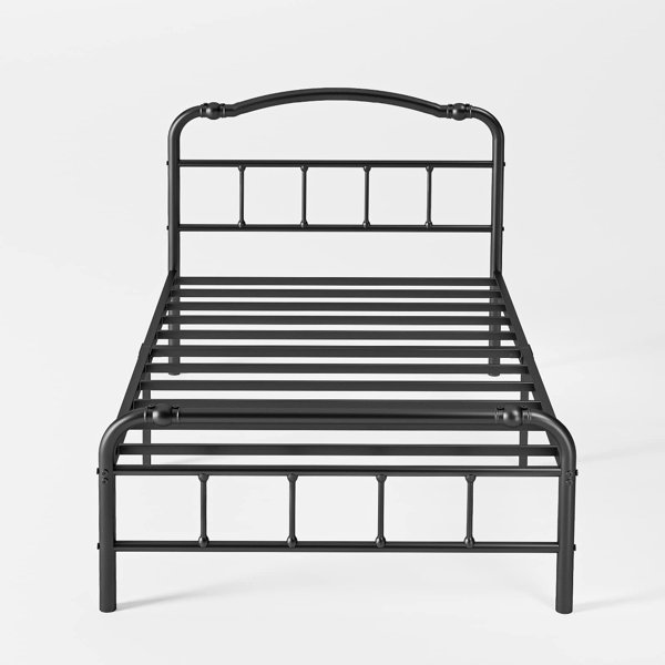 Williston Ashwyn Metal Platform Bed Frame Support to 3000lbs, Victorian Style, Easy